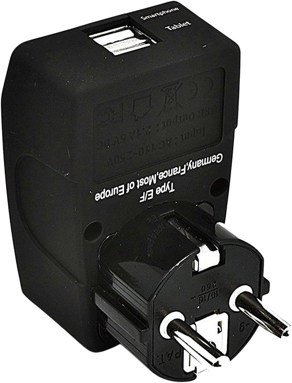 Ceptics GP4-9 2 USB Schuko Travel Adapter 4 in 1 Power Plug (Type E/F) - Universal Socket