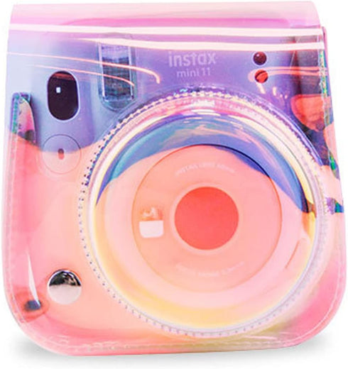 Illusion-colour Camera Case for Fujifilm Instax Mini 11/9/8, Adjustable PVC Protective Cover Sling Bag