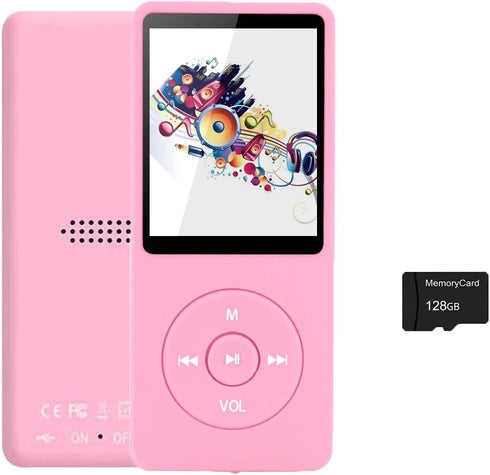 imkavery 128GB MP3 Player with Bluetooth 5.2, Portable Pink Music Player for Kids