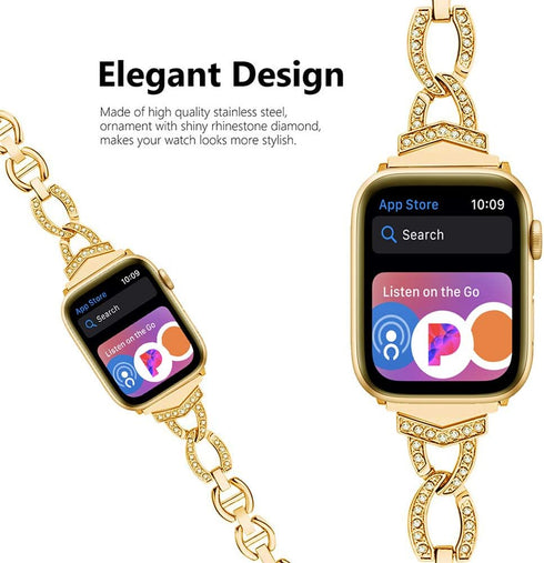 Light Compatible with Apple Watch Band 42mm/44mm/45mm/49mm - Diamond Rhinestone Bling Band for Ultra Series 8 7 6 SE 5