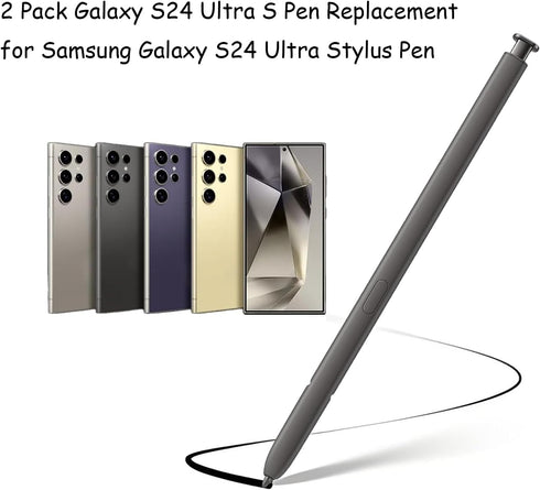 2 Pack Galaxy S24 Ultra S Pen Replacement, Samsung Galaxy S24 Ultra Stylus Pen without Bluetooth, EJ-PS928BYEGUS, Dark