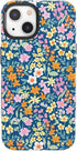 Casely iPhone 14 Plus Case | Navy Floral Full Bloom | Compatible with MagSafe