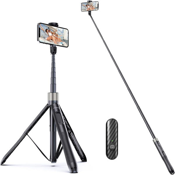 ATUMTEK 65" Selfie Stick Tripod, All in One Extendable Phone Tripod Stand with Bluetooth Remote, 360° Rotation for