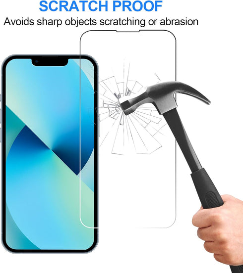 3 Pack Screen Protector for iPhone 14/iPhone 13/iPhone 13 Pro, 6.1 Inch 9H HD Full Clear Tempered Glass Protection