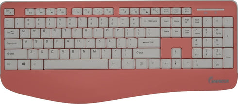 Impecca Pink Wireless Keyboard and Mouse Combo - Full-Sized Ergonomic Keyboard with Palm Rest, Spill Resistant