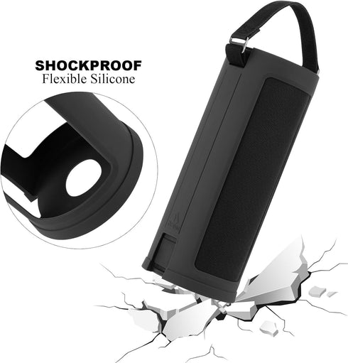 TXEsign Silicone Case Cover for Ultimate Ears MEGABOOM 3 Portable Wireless Bluetooth Speaker, Travel Protective Cover Carrying Pouch w Handle Adjustable Shoulder Strap(Black)