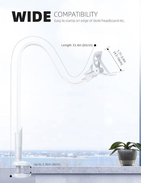 Lamicall Gooseneck Phone Holder - Adjustable Mount for 4-7'' Smartphones and Desktops, Non-Slip Base