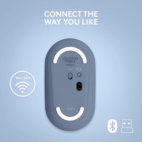 Logitech Pebble Wireless Mouse, Silent Slim Computer Mouse with Bluetooth or 2.4 GHz Receiver for