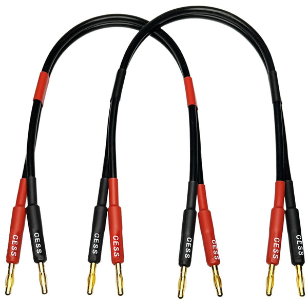 CESS-037-2f Banana Plug Male to Male Speaker Cable, 12 Gauge 680 Strand Count Silicone Soft Wire, 2 Feet