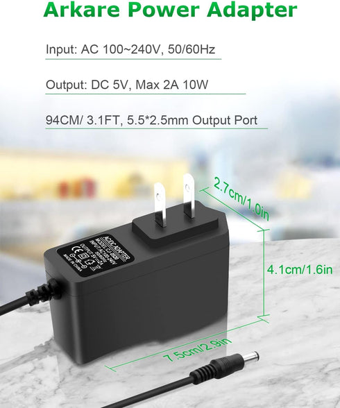 5V 2A 10W DC Power Supply Adapter, AC/DC Wall Plug Charger for Security Camera, Baby Monitor, USB Type C