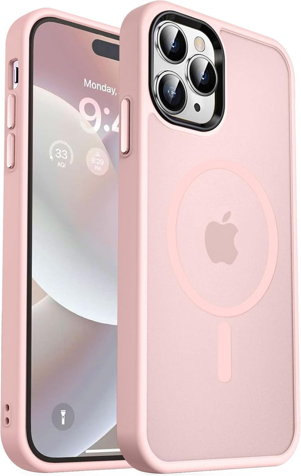 MOCCA iPhone 14 Pro Max Case - Pink, 10FT Military Grade, Slim Shockproof, Translucent Matte, Compatible with MagSafe.