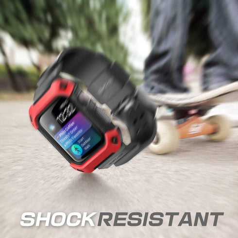 SUPCASE Unicorn Beetle Pro Case for Apple Watch 9/8/7/6/SE/5/4 45/44mm with Band, Rugged Men Cover, Red