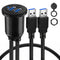BATIGE Alloy Dual Port USB 3.0 Car Dashboard Flush Mount Cable, Male to Female with LED Indicator, 1ft
