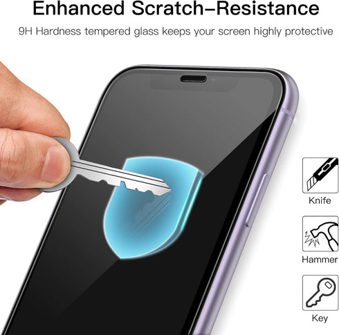 JETech 3-Pack Full Coverage Tempered Glass Screen Protector for iPhone 11/XR 6.1", Black Edge, HD Clear, Case-Friendly.