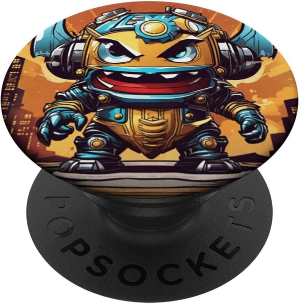 Alien Robot Invasion PopSockets Standard PopGrip - Funny Cartoon Robotic Futuristic Design