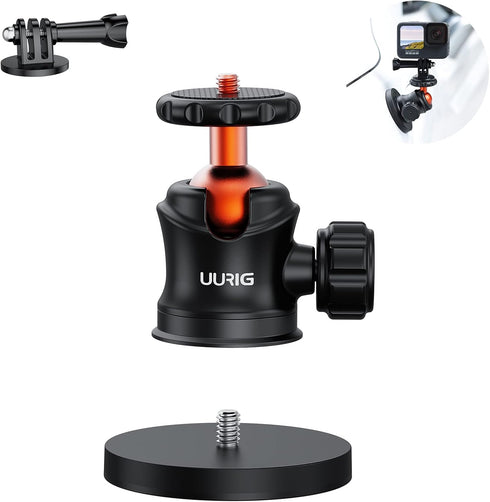 UURIG BH07 Magnetic Camera Mount with 360° Ball Head, Magnetic Base Stand for GoPro, Action Cameras