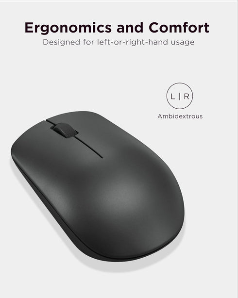 Lenovo 530 Wireless Mouse, Full Size for PC, Laptop, Windows Computer, 2.4 GHz Nano USB Receiver, Ambidextrous Design,