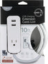 Cordinate Designer 1-Outlet 2-USB Charging Extension Cord - Gray Braided D cor Fabric Cord, 10 ft