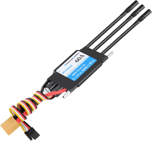 60A 2-6S 5V/6V 8A XT60 3.5mm DH Waterproof Brushless ESC Electronic Speed Controller with BEC and Banana Head Connector
