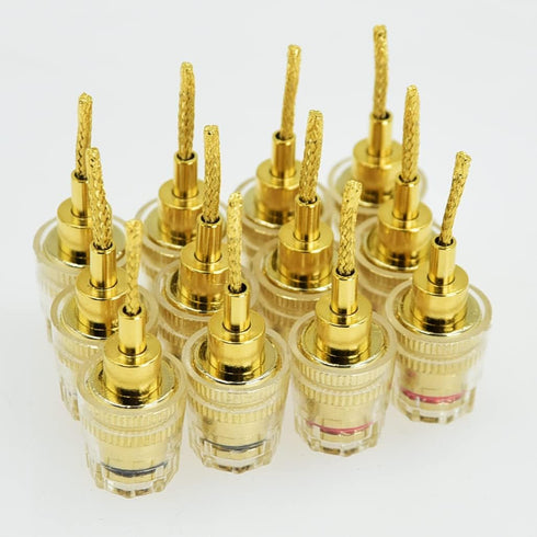 2-Pack Gold Plated 24K 4mm Female to 2mm Pin Banana Adapter for Speaker Terminals