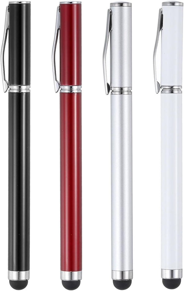 MECCANIXITY 4pcs Ballpoint Pen with Stylus Tip, 2 in 1 Ink Pen & Fine Point Rubber Stylus for All Capacitive Touch