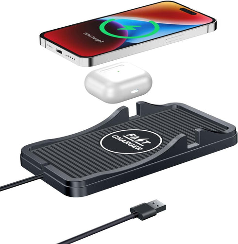 Wireless Car Charger Pad Qi Charging Mat Fast 15W Quick Charge Adapter for iPhone 14 13 12 Pro Max 11 8 Plus