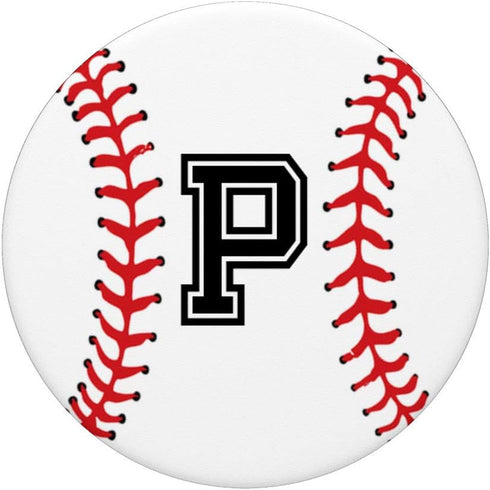 Baseball Player Letter P Initial Gifts PopSockets PopGrip: Swappable Grip for Phones