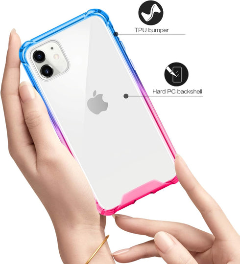 Salawat Clear iPhone 11 Case - Cute Gradient Anti Scratch Slim Cover with Reinforced TPU Bumper for iPhone 11