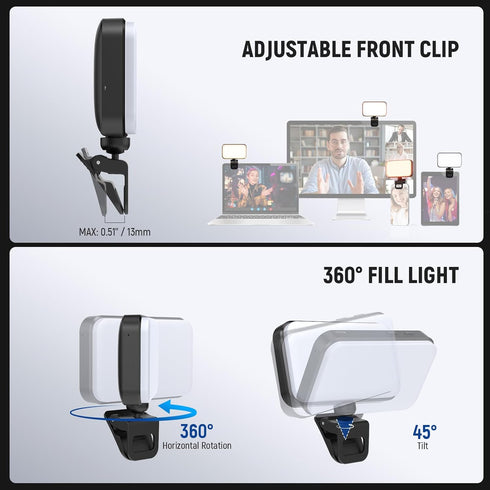 NEEWER 54 CRI88 650mAh, N8 Entry Level Version LED Selfie Light, LEDs Plastic Clip on Phone Fill Lighting for iPhone