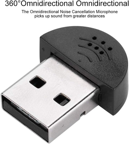 Mini Portable Microphone, USB Studio Speech 360° Omnidirectional Noise Cancellation for Computer PC (Black)