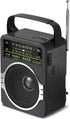 Portable AM FM Radio, Bluetooth 5.0 Radio with Loud Speaker, Built-in Rechargeable Battery, AC Power Plug, Black