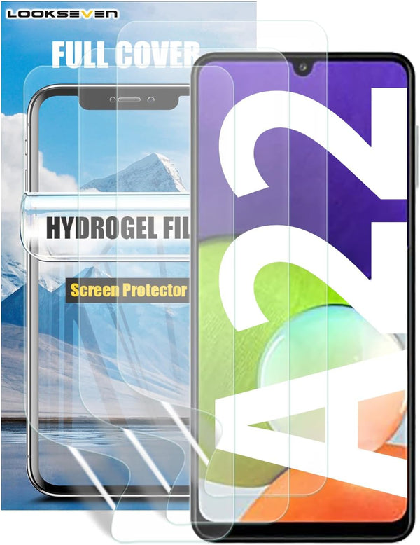 3 Pack Hydrogel Film for Samsung Galaxy A22 4G 6.4 inch, Transparent Soft TPU Screen Protector, High Sensitivity