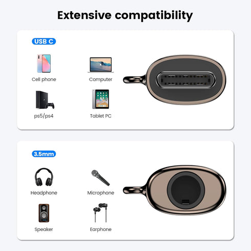 MOSWAG Type C Headphone Adapter USB C to 3.5mm Aux Mic Audio Dongle Hi-Res DAC Chip for Samsung Galaxy S23 S22 Pixel