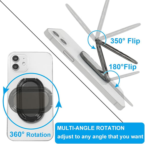 Phone Ring Holder Finger Kickstand, Foldable 360° Rotation Cellphone Grip, Compatible with iPhone, iPad, Smartphones