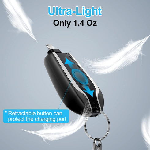 EMNT Keychain Portable Charger for USB C, 2000mAh Mini Power Emergency Pod, Type C Power Bank