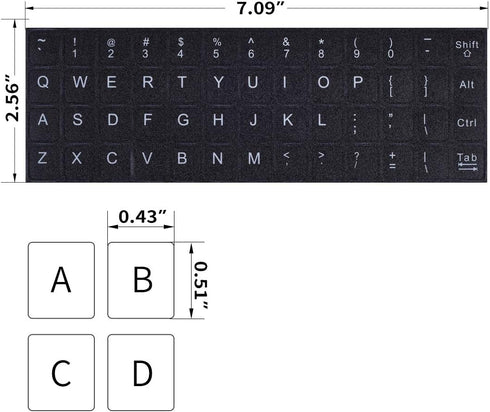 CaseBuy 2 Pack English Keyboard Stickers, Replacement Keyboard Letters Sticker with White Font on Black Background