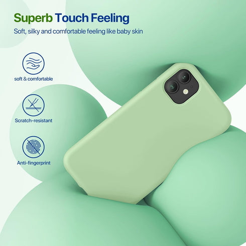 Miracase Compatible with iPhone 11 Phone Case, with Screen Protector, Liquid Silicone Gel Rubber Full Body Drop Protection Shockproof Cover Phone Case for iPhone 11 6.1 inch (Matcha Green)