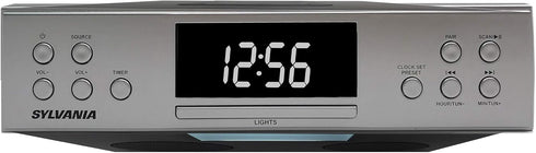 PROSCAN Under Cabinet Clock Radio, Music System with Bluetooth Streaming and FM Radio, Silver