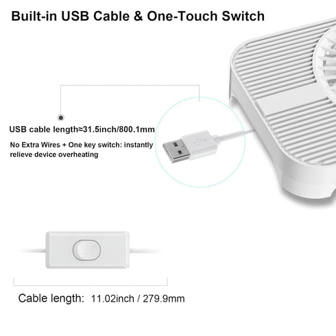 GSCOLER X3 18dB 140mm USB Cooling Fan, Ultra-Quiet USB PC Fan with Built-in Cable & One-Touch Switch for Router