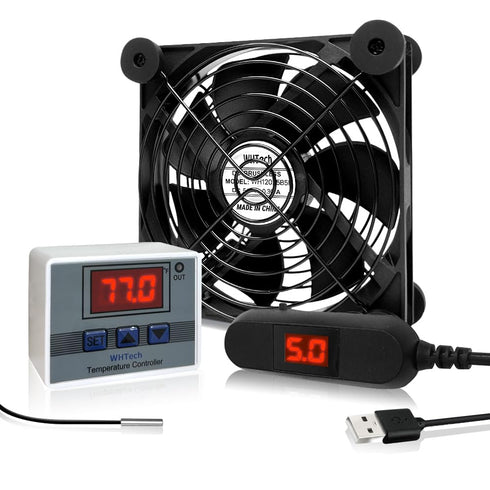 SOTOP WHTech 120mm USB Fan with Temperature Controller & LED Voltage Display Speed