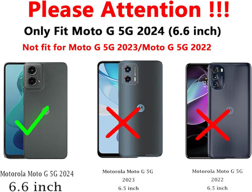 for Moto G 5G 2024 Case with Screen Protectors and Camera Cover, Military Grade Drop Tested - Blue