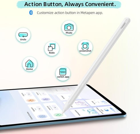 Metapen iPad Pencil A11 for iPad 10th/9th, Air 5/4/3, Bluetooth, Quick Button, Alternative for Apple Pen Pencil 1st/2nd