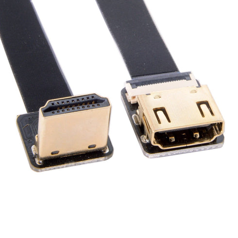 JSER CYFPV Down Angled 90 Degree HDMI Male to Female FPC Flat Cable for HDTV Multicopter Aerial Photography (0.2m)