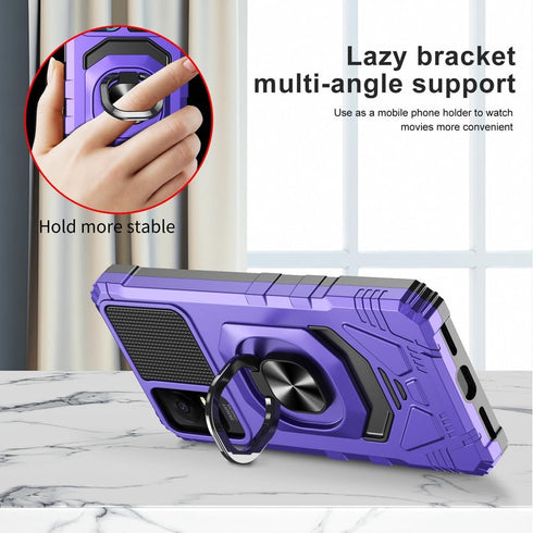 TCL ION V Case with Screen Protector, Purple Magnetic Ring Stand Soft Silicone Bumper Military Grade Cover