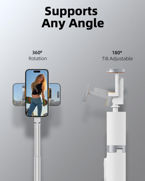 TODI 63" All-in-1 Phone Tripod, Extendable Selfie Stick with Wireless Remote and Phone Holder, Portable Cell Phone