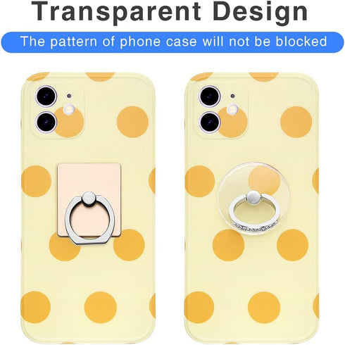 Transparent Cell Phone Ring Stand Holder, Finger Grip Loop (2 Silver 2 Black Round) for Phones (Exoer)