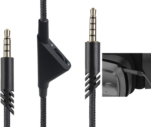 2M 6.5 Feet Replacement Headset Cable with Volume Control for Astro A10/A30/A40, Black-Braided Cord for PS5/PS4/Xbox