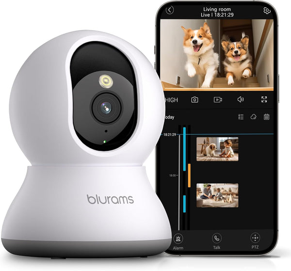 blurams 2K Pet Camera, 360 Indoor Security Camera with Phone App, 2-Way Audio, Motion Tracking
