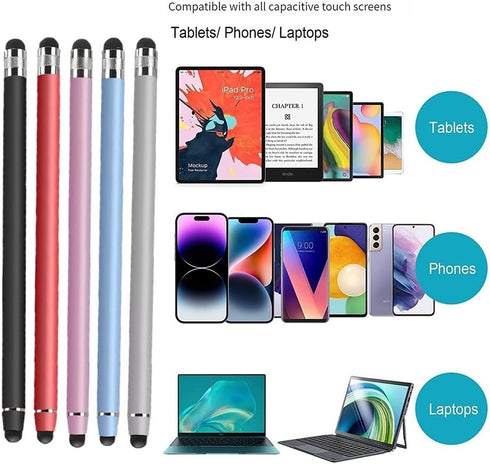 Stylus Pens for Touch Screens, 5 Pack, 10 Replaceable Tips High Precision Capacitive Stylus for iPad, iPhone, Android