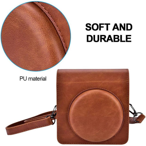 Camera Bag, PU Leather Protective Case Bag with Shoulder Strap for Fujifilm Instax SQ6 Camera(Brown)